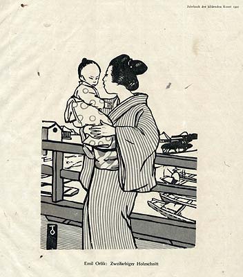 Japanerin mit Kind auf dem Arm - Japanese Woman with Child on her arm