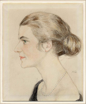 Portrait of a young lady with a chignon